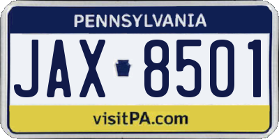 PA license plate JAX8501