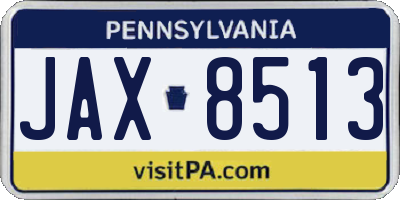 PA license plate JAX8513