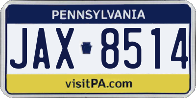 PA license plate JAX8514