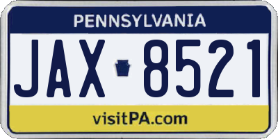 PA license plate JAX8521