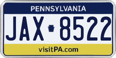 PA license plate JAX8522