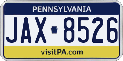 PA license plate JAX8526
