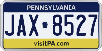 PA license plate JAX8527
