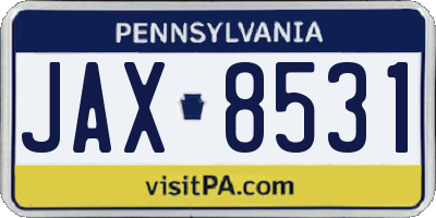 PA license plate JAX8531