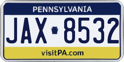 PA license plate JAX8532