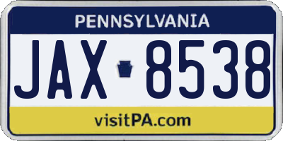 PA license plate JAX8538