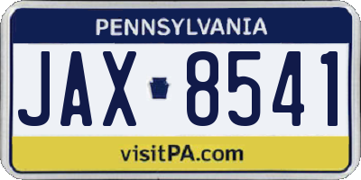 PA license plate JAX8541