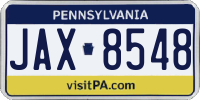 PA license plate JAX8548