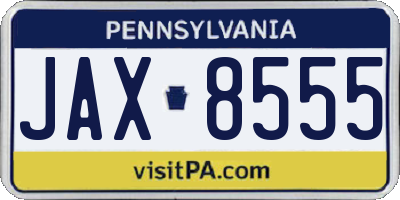 PA license plate JAX8555