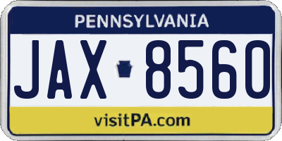 PA license plate JAX8560