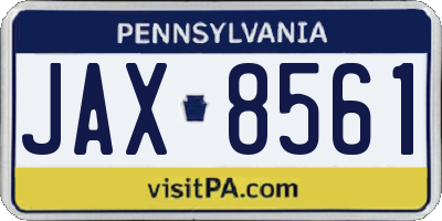 PA license plate JAX8561