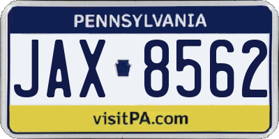 PA license plate JAX8562