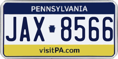 PA license plate JAX8566