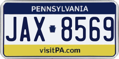 PA license plate JAX8569
