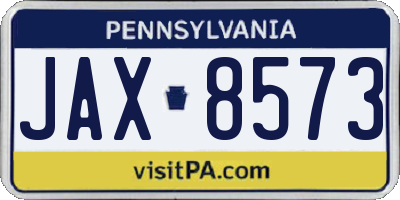 PA license plate JAX8573