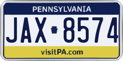 PA license plate JAX8574