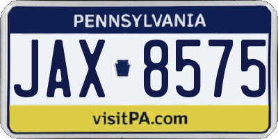 PA license plate JAX8575