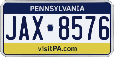 PA license plate JAX8576