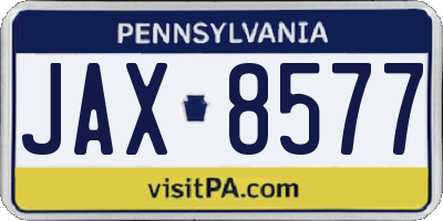 PA license plate JAX8577