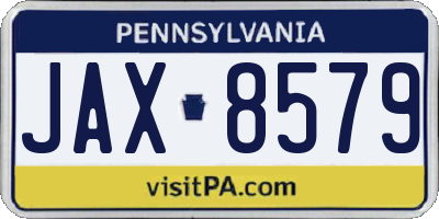 PA license plate JAX8579