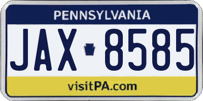 PA license plate JAX8585
