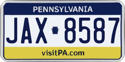 PA license plate JAX8587