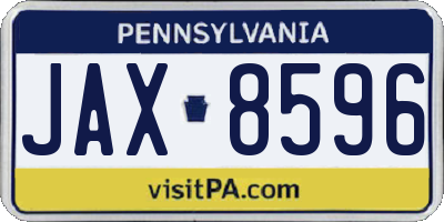 PA license plate JAX8596