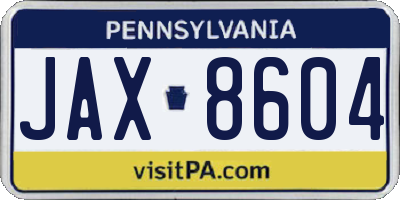 PA license plate JAX8604