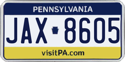 PA license plate JAX8605