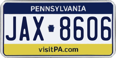 PA license plate JAX8606
