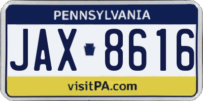 PA license plate JAX8616