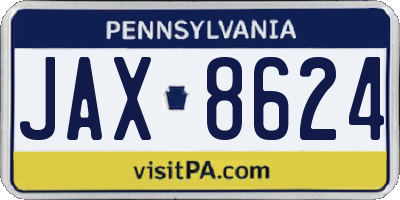 PA license plate JAX8624