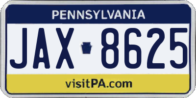 PA license plate JAX8625