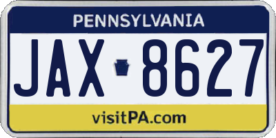 PA license plate JAX8627
