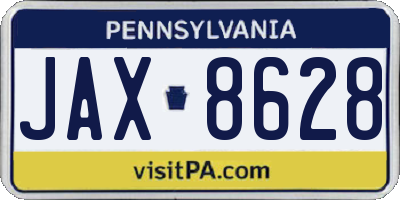 PA license plate JAX8628