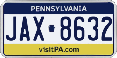 PA license plate JAX8632