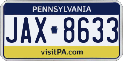 PA license plate JAX8633
