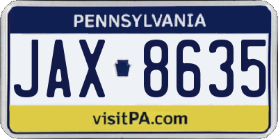PA license plate JAX8635