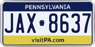 PA license plate JAX8637