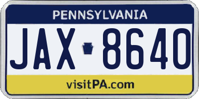PA license plate JAX8640