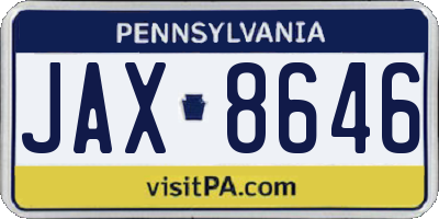 PA license plate JAX8646