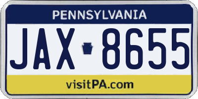PA license plate JAX8655