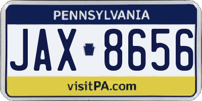PA license plate JAX8656