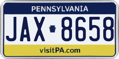 PA license plate JAX8658