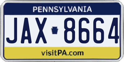 PA license plate JAX8664