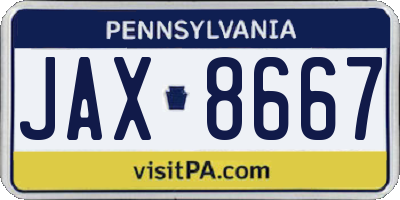 PA license plate JAX8667