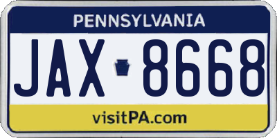 PA license plate JAX8668