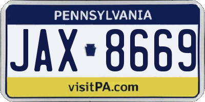 PA license plate JAX8669