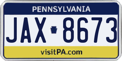 PA license plate JAX8673