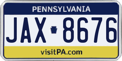 PA license plate JAX8676